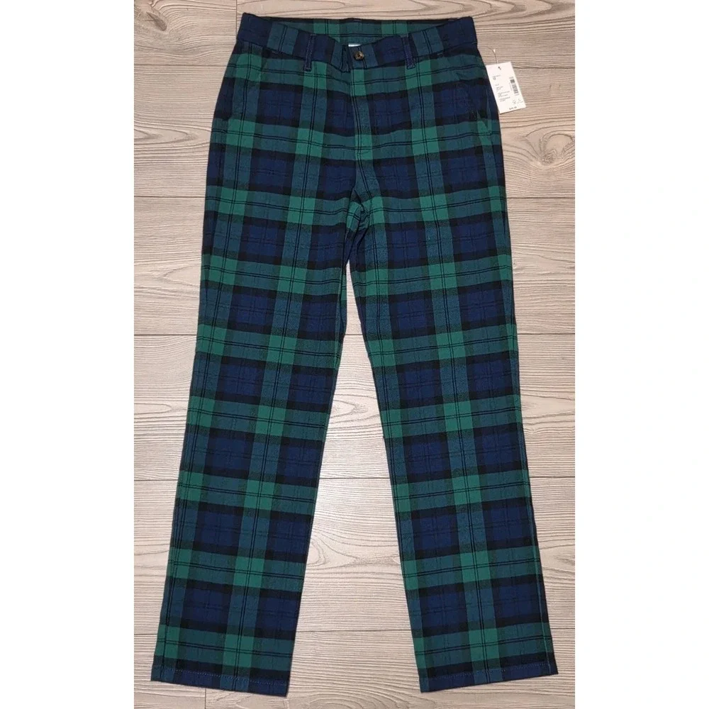 Gymboree Boys Dress Pants Tartan Plaid Blue Green Size 12 Kids NWT